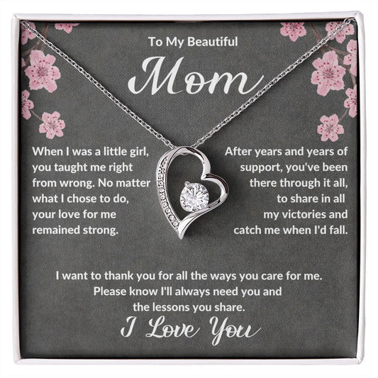 To My Beautiful Mom | I Love You - Forever Love Necklace